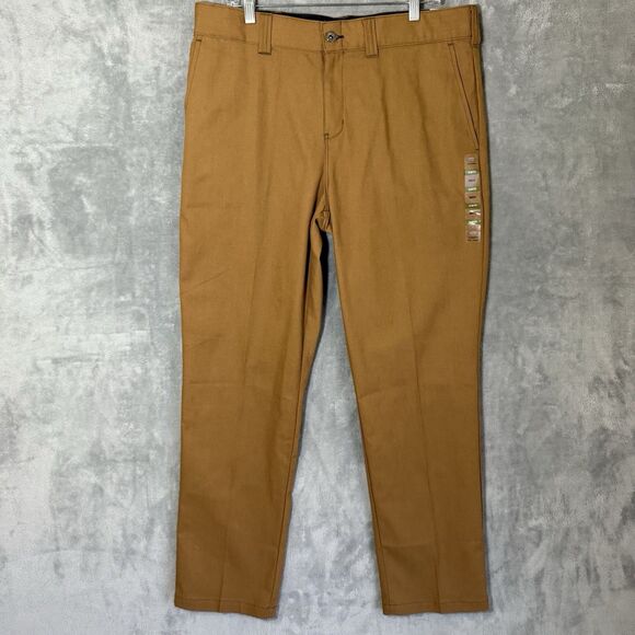 NWT DICKIES Skateboarding Slim Fit Twill Pants Men 36x32 (*36x31) Tan Brown Duck - Picture 1 of 11